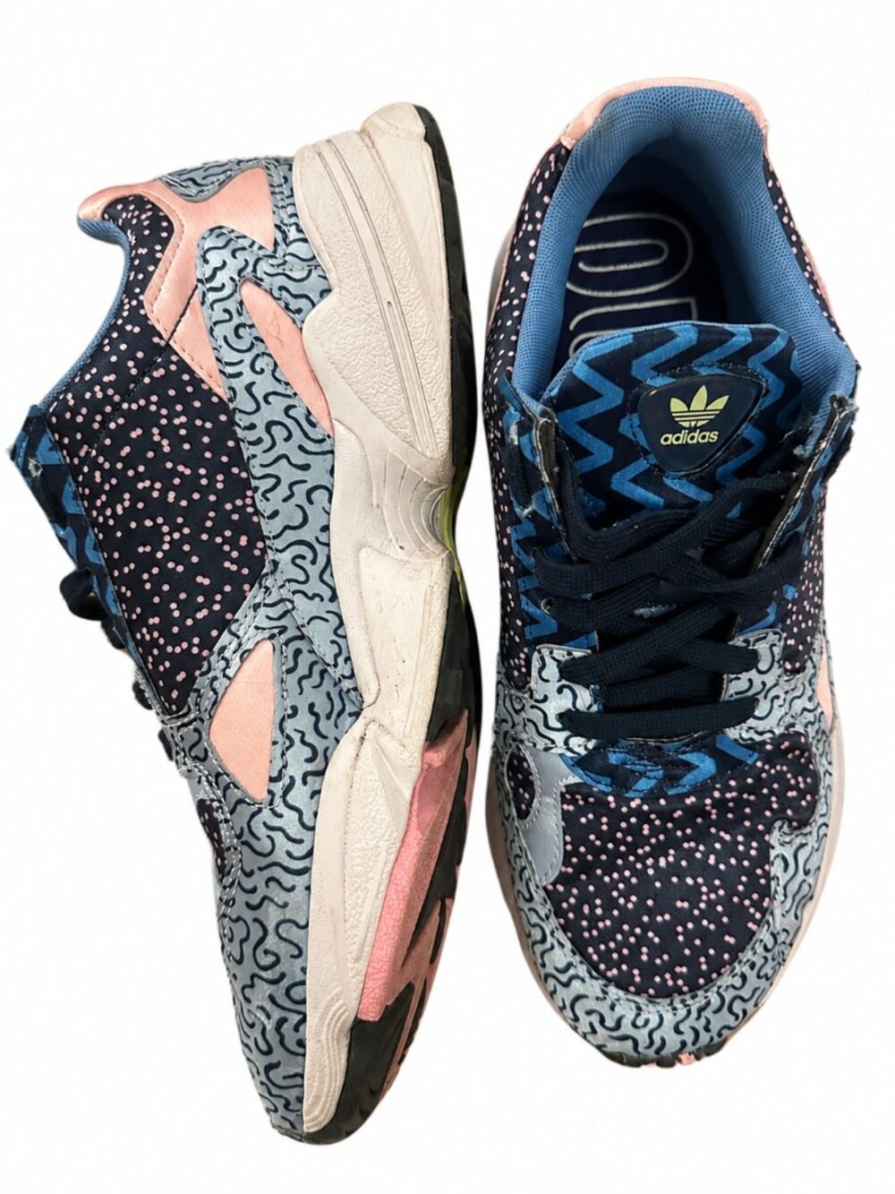 Adidas Falcon Blue & Pink Patterned Sneakers – Women's 8